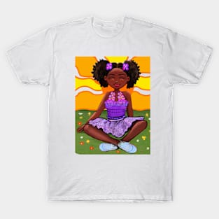 Anime girl in the sunshine Princess Cute Summer black girls Melanin Afro African American T-Shirt